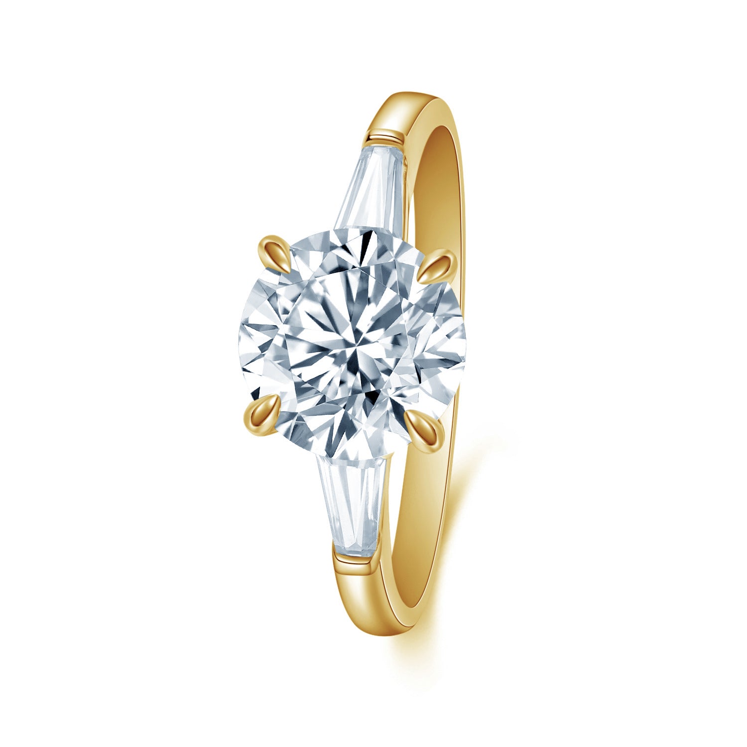 ラウンド テーパードバゲットカット ナロー リング RI339YG – Brillar