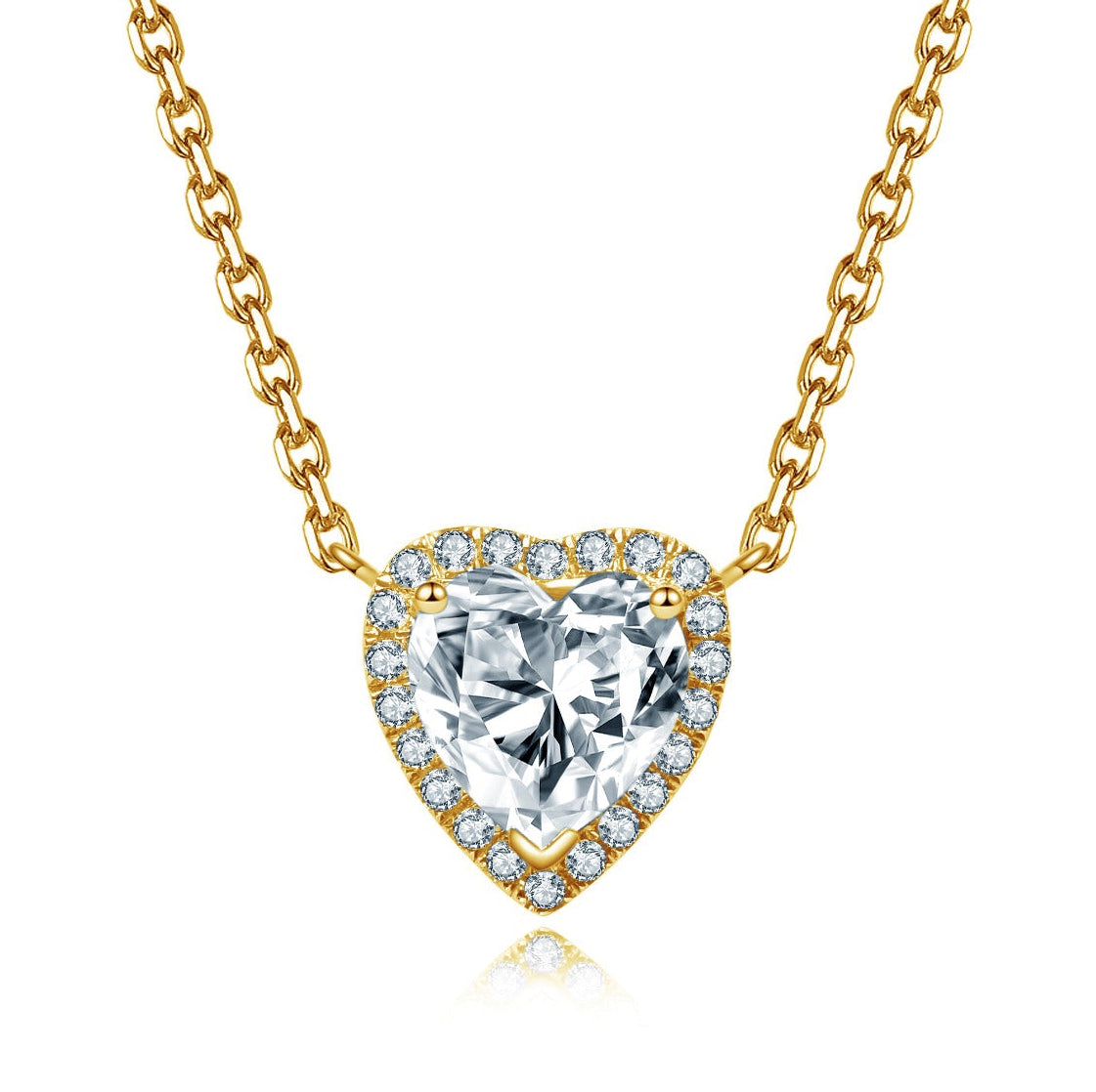 ハートシェイプ ヘイロー ネックレス NE077YG – Brillar