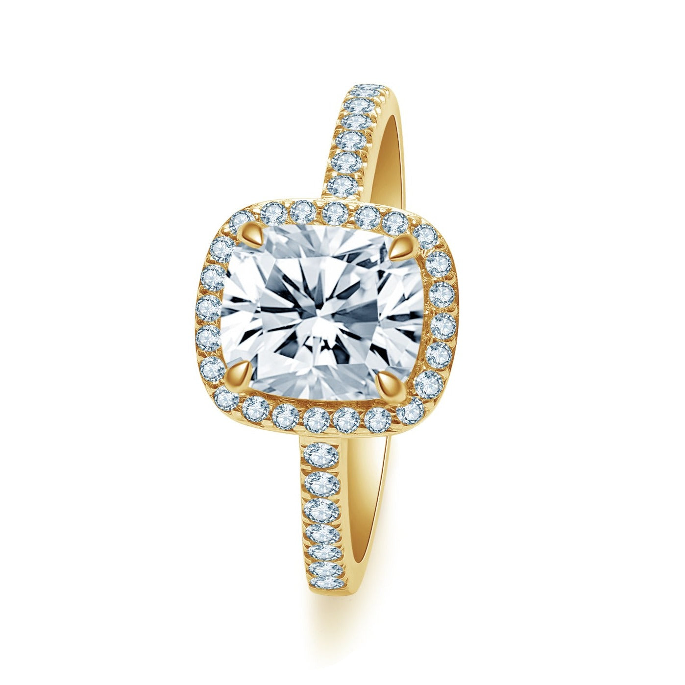 【3ct 】最高品質モアサナイト クッションカット ヘイロー リング クッションカット ヘイロー リング RI356 – Brillar