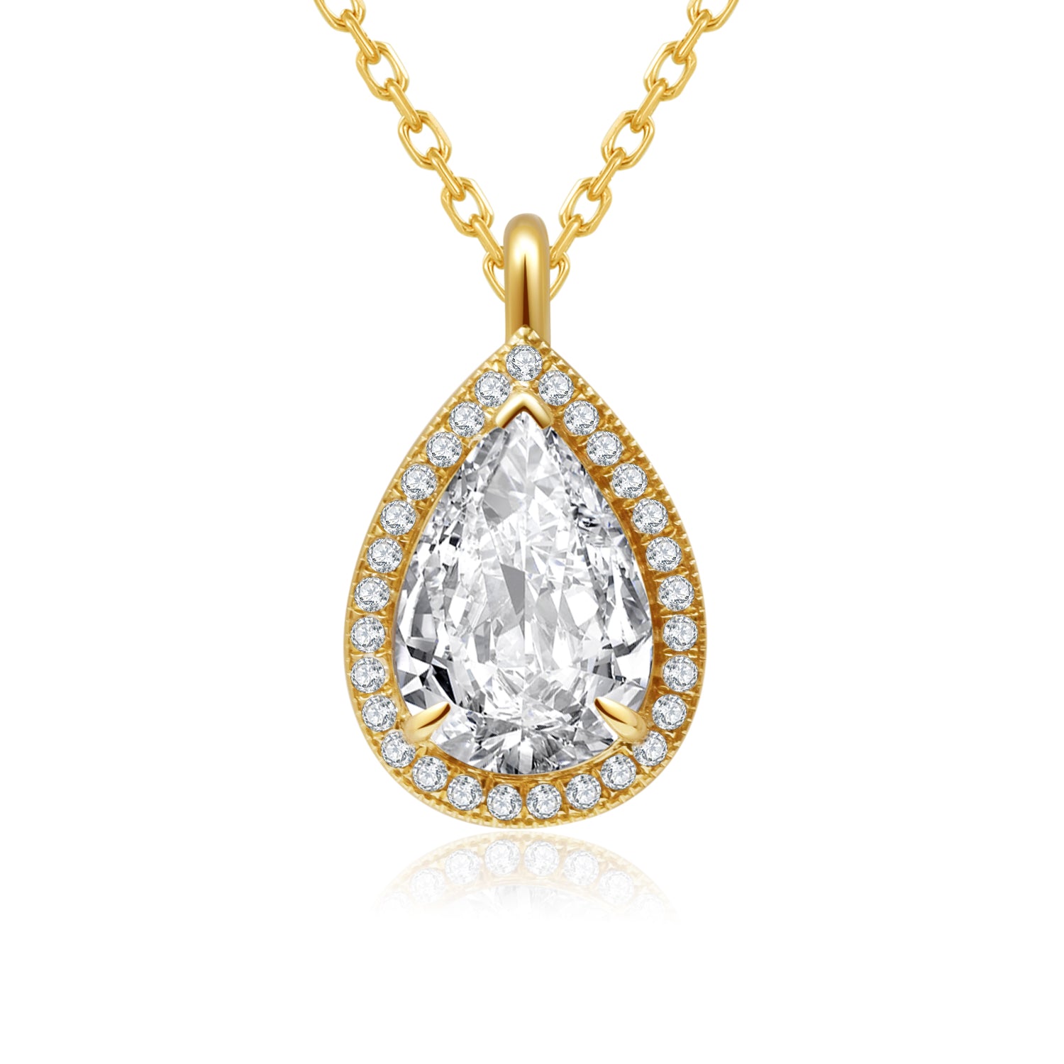 モアサナイト（人工ダイヤ）ペアシェイプヘイローネックレス 1.5ct 