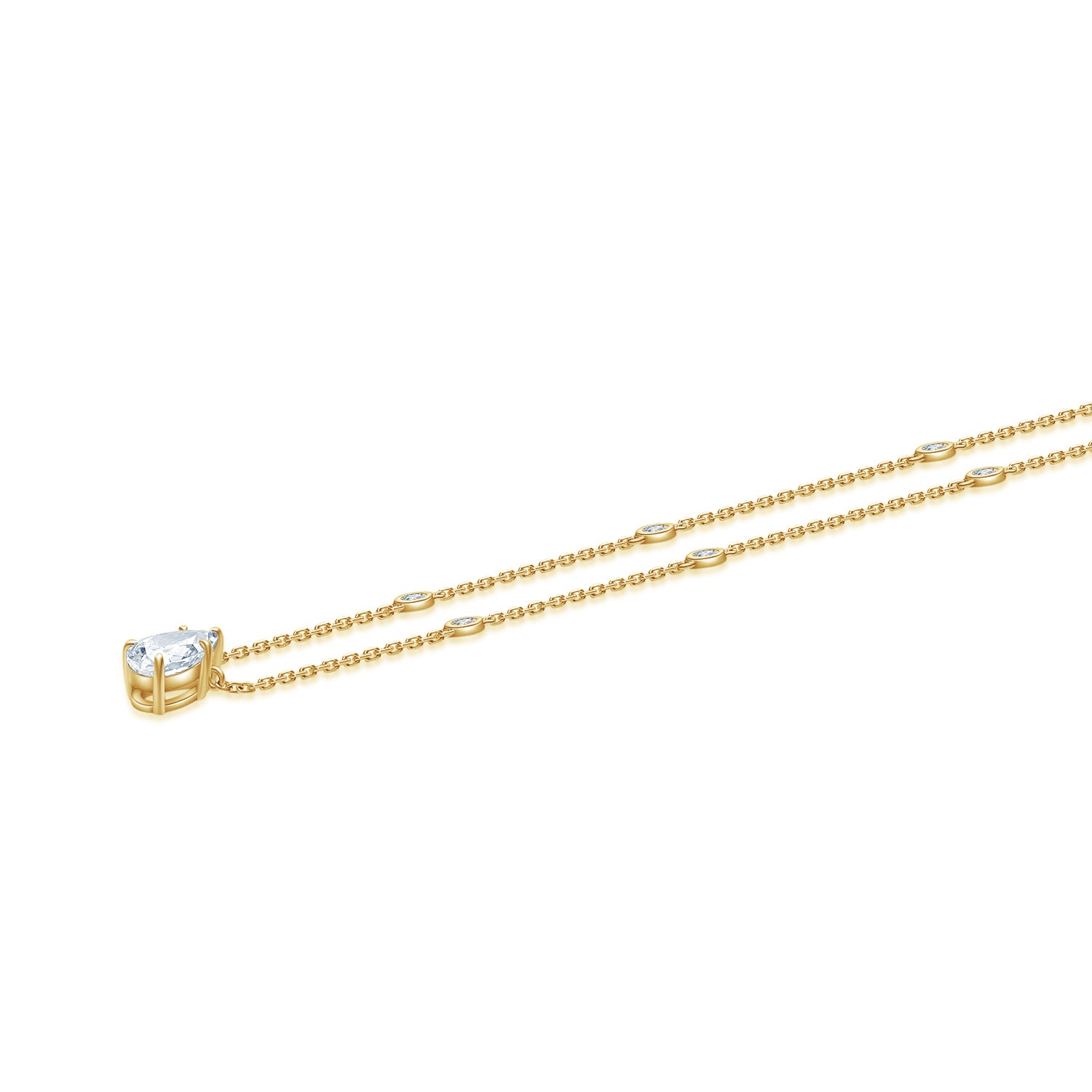 Rosa！お勧め♡最高級モアサナイト　ペアシェイプ　ヘイローネックレス 受注》ペアシェイプヘイローネックレス | すべての商品