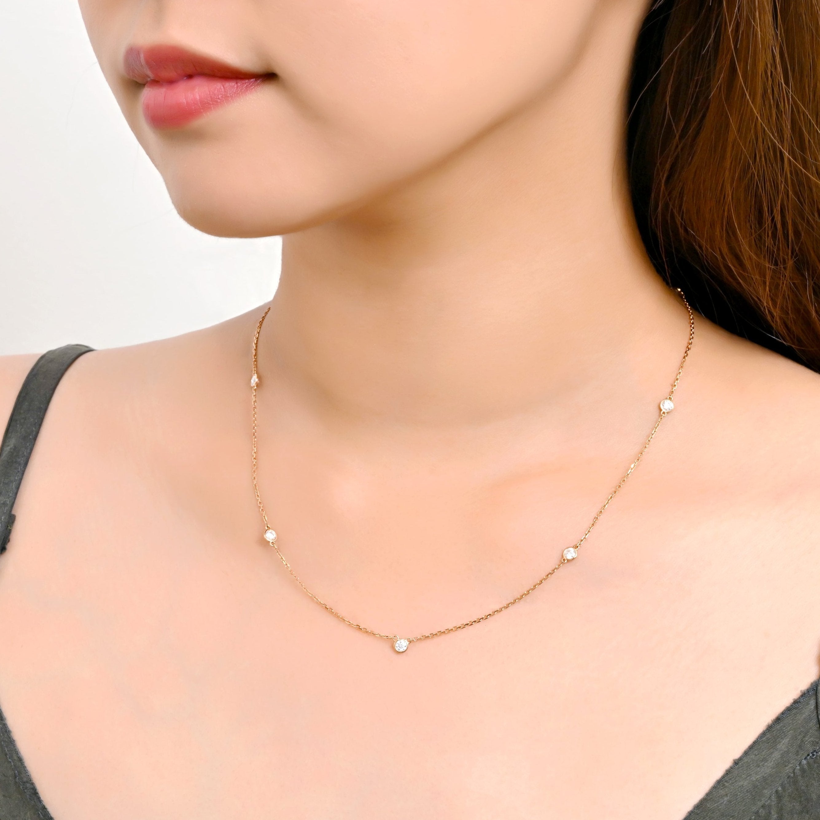 計0.7カラット ステーション ネックレス NE071PG – Brillar